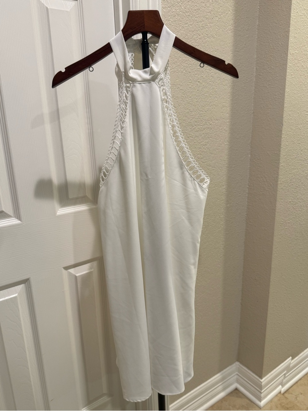 Cupshe White Halter Tie-Back Lace Trim Sundress - Picture 2 of 9